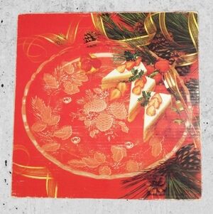 Winter Holly Round Crystal Platter 14"